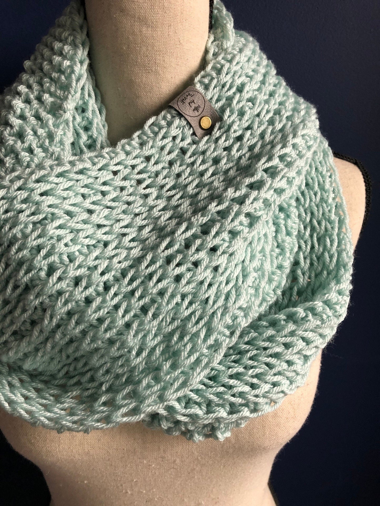Mint Infinity Scarf | Crochet Knit Infinity | Seafoam Green Cowl | Women's Crochet Scarf | Women's Knit Scarf | Light Blue Scarf