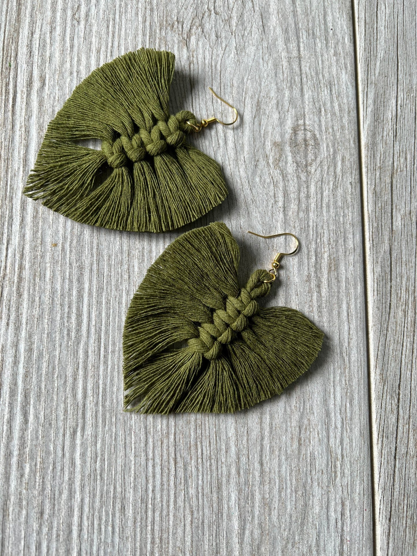 St. Patrick's Day Earrings. Sage Green Macrame Feather Earrings. Festival Earrings. Boho Macrame Feathers.